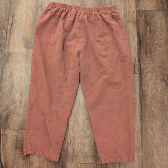 Minibee Women's XXL 100% Linen Pants Pink Salmon Summer Spring Boho Hippie - Picture 9 of 9